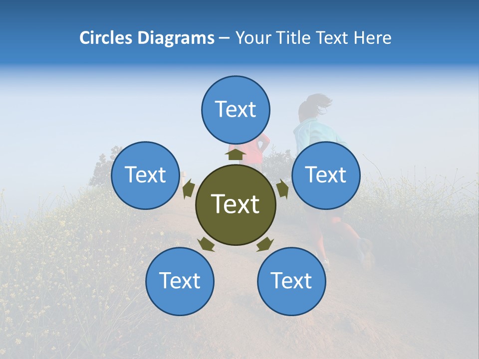 Two People Running On The Top Of A Hill PowerPoint Template