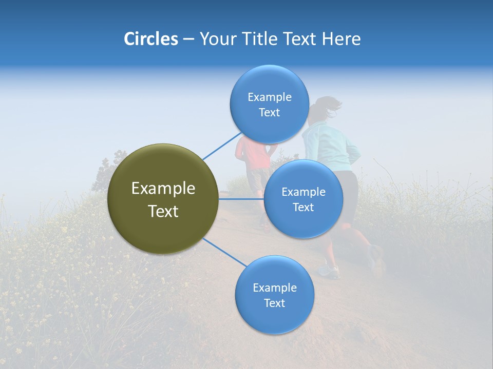 Two People Running On The Top Of A Hill PowerPoint Template