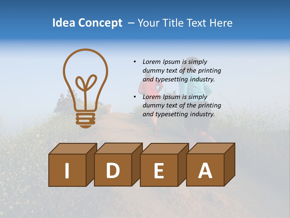 Two People Running On The Top Of A Hill PowerPoint Template