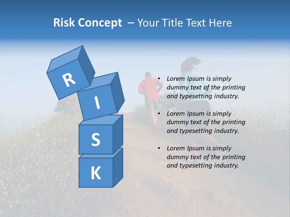 Two People Running On The Top Of A Hill PowerPoint Template