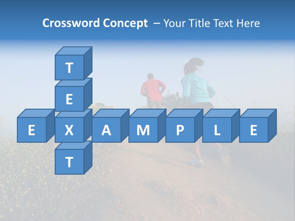 Two People Running On The Top Of A Hill PowerPoint Template