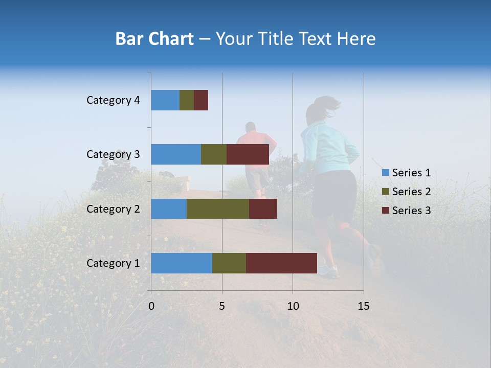 Two People Running On The Top Of A Hill PowerPoint Template
