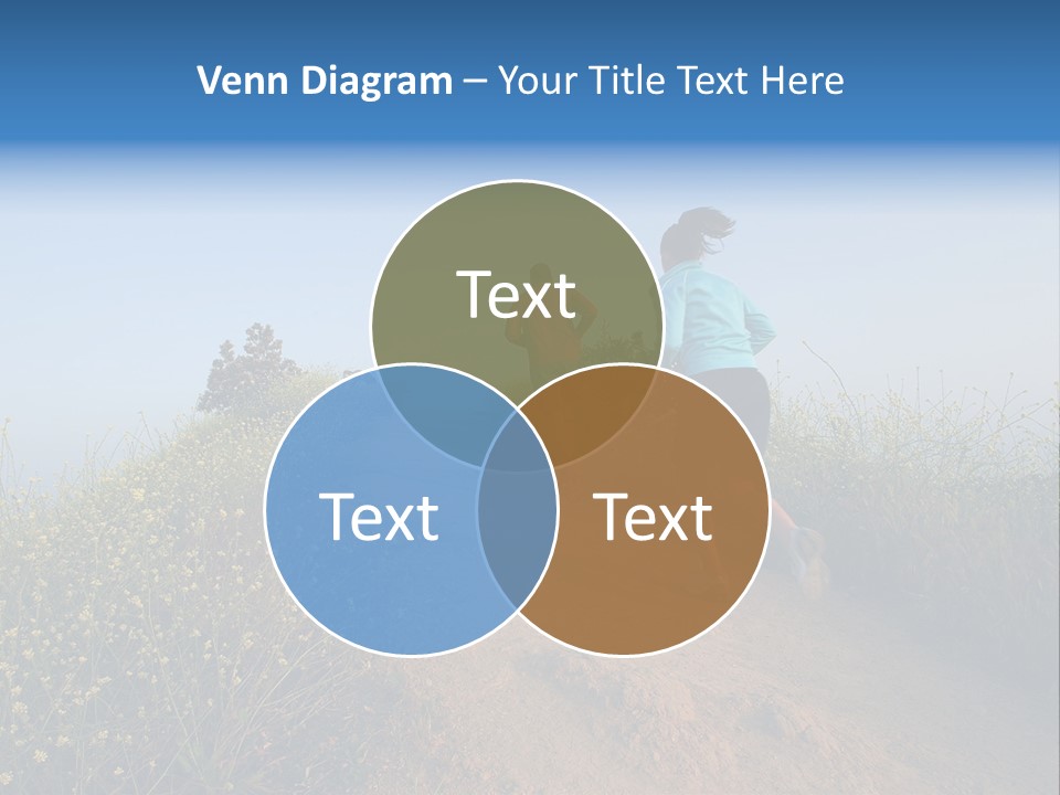 Two People Running On The Top Of A Hill PowerPoint Template