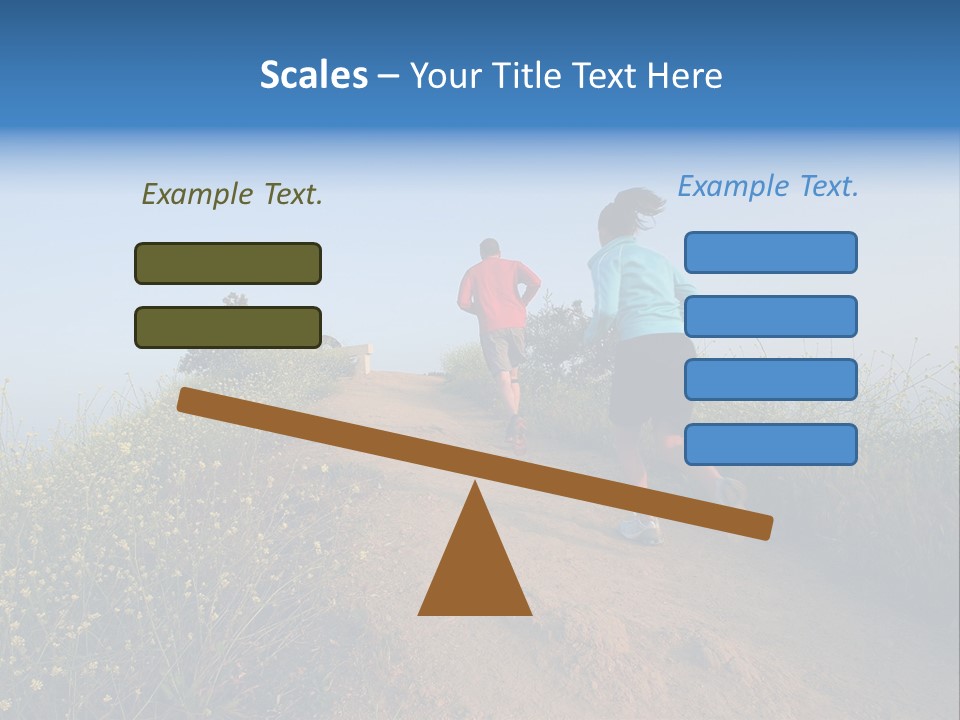 Two People Running On The Top Of A Hill PowerPoint Template