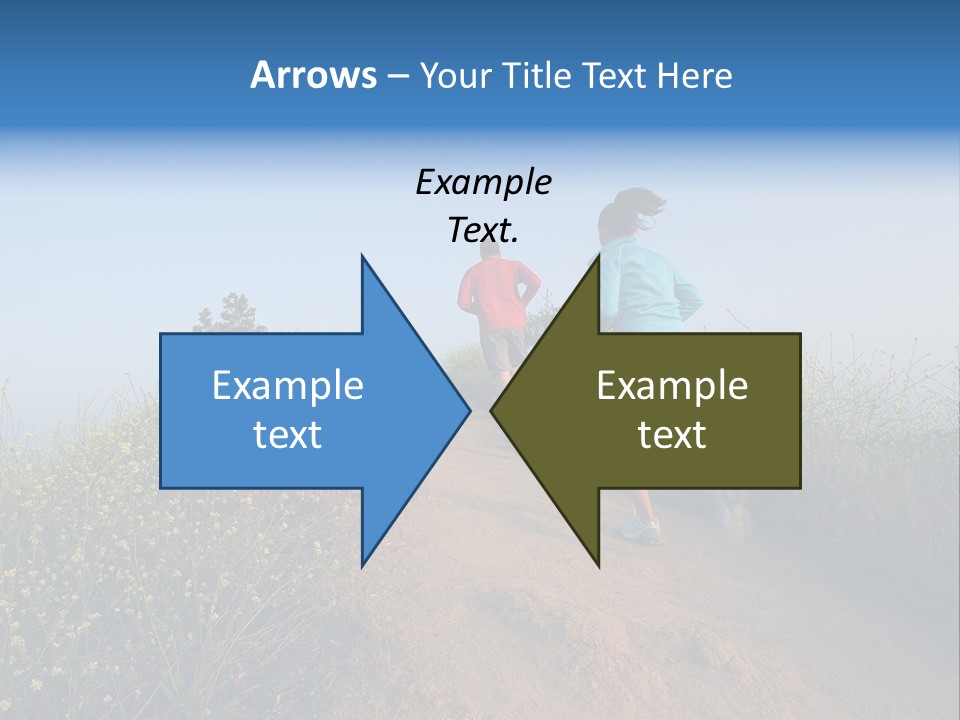 Two People Running On The Top Of A Hill PowerPoint Template
