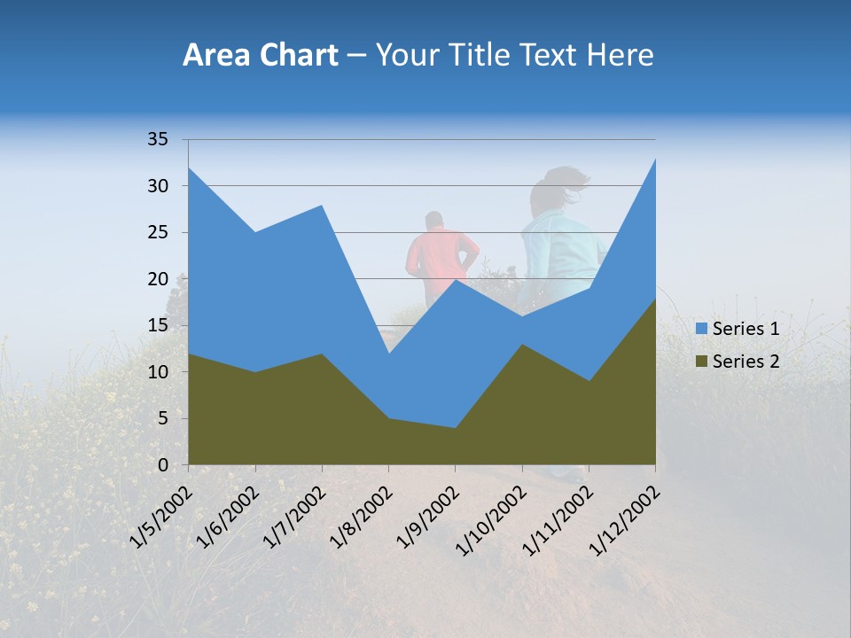 Two People Running On The Top Of A Hill PowerPoint Template