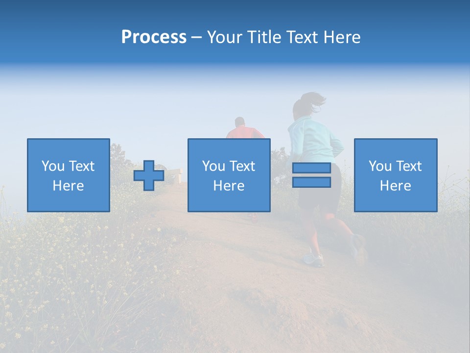 Two People Running On The Top Of A Hill PowerPoint Template