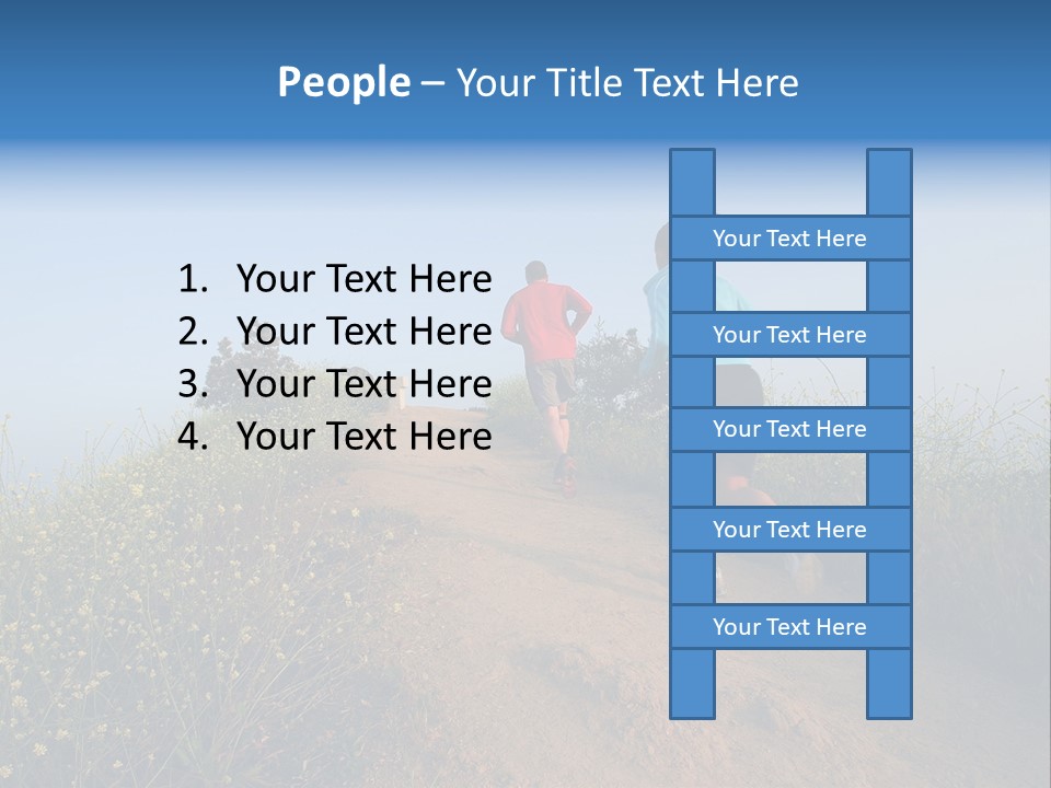 Two People Running On The Top Of A Hill PowerPoint Template