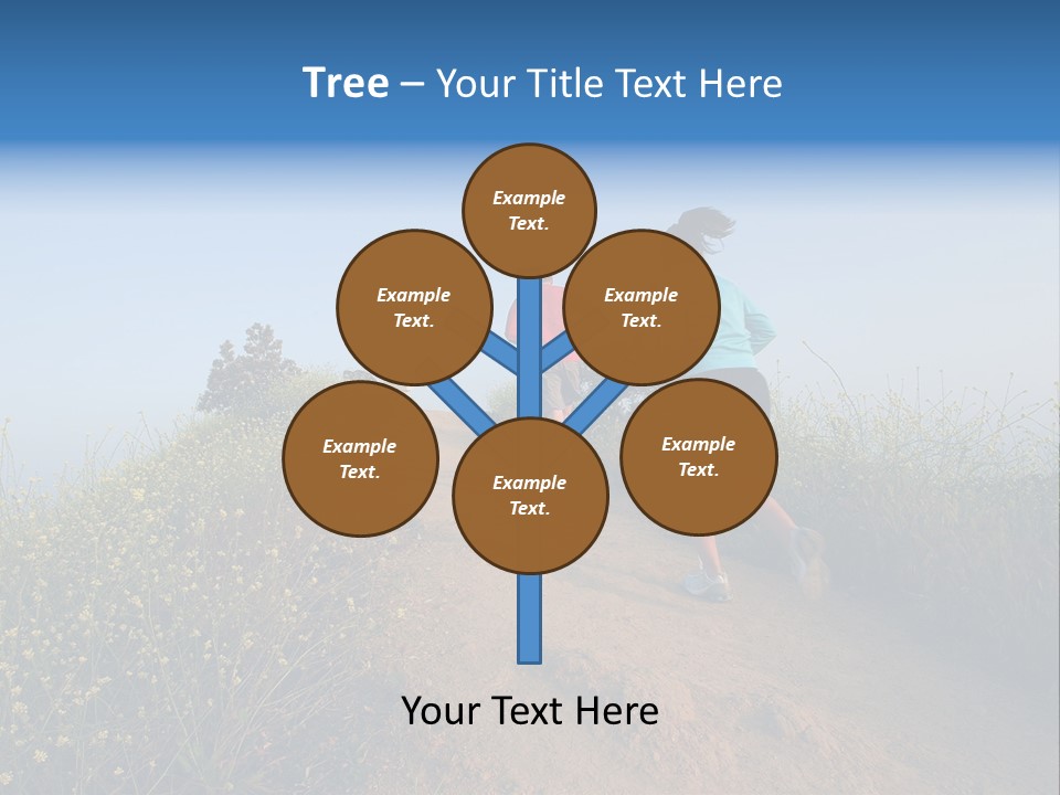 Two People Running On The Top Of A Hill PowerPoint Template