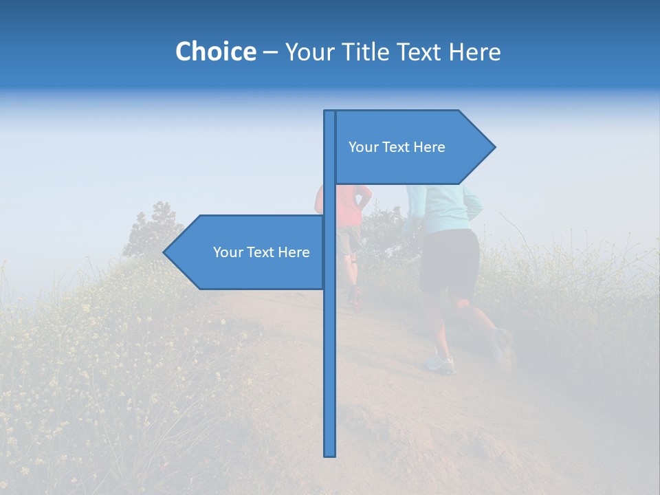 Two People Running On The Top Of A Hill PowerPoint Template