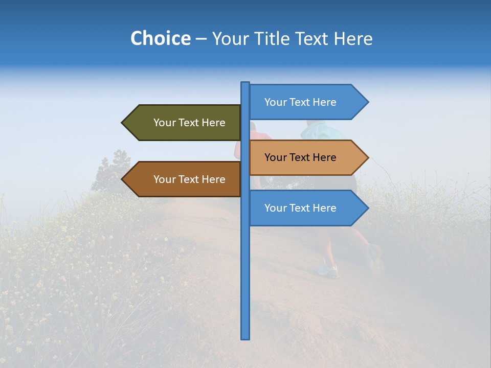 Two People Running On The Top Of A Hill PowerPoint Template