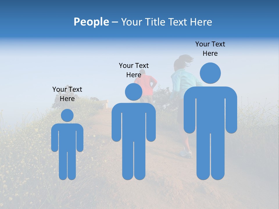 Two People Running On The Top Of A Hill PowerPoint Template