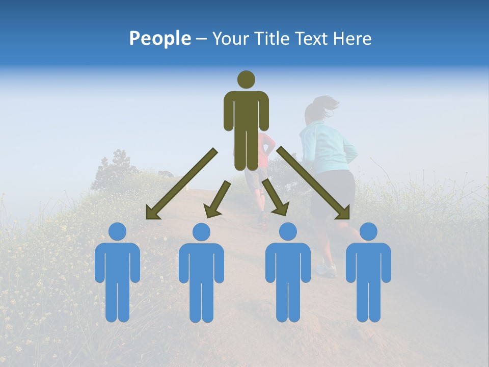 Two People Running On The Top Of A Hill PowerPoint Template