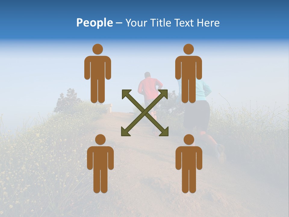 Two People Running On The Top Of A Hill PowerPoint Template