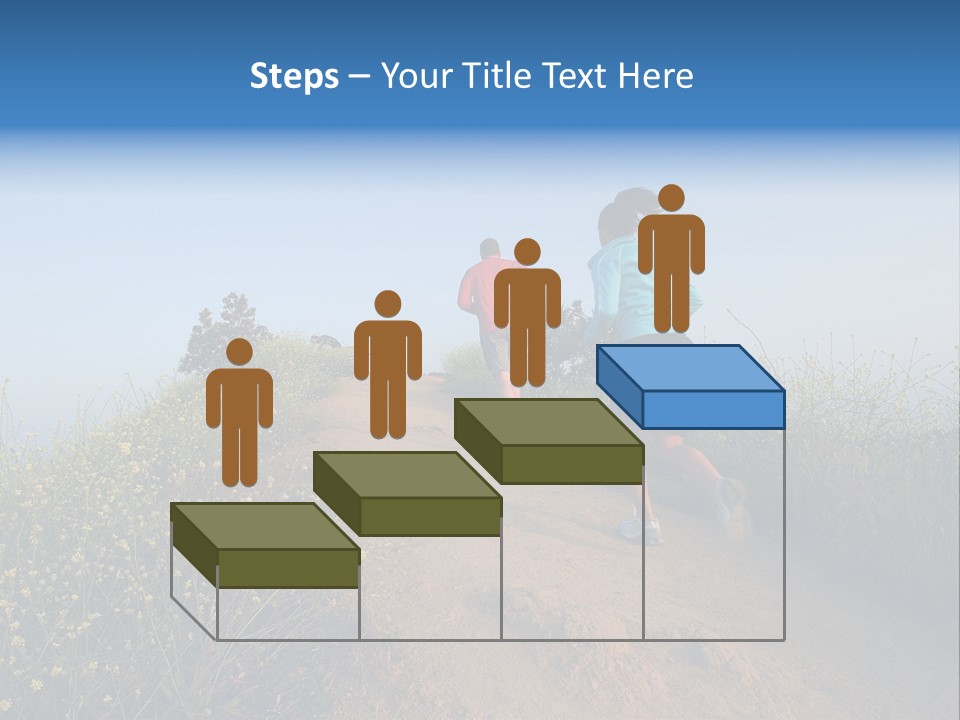 Two People Running On The Top Of A Hill PowerPoint Template