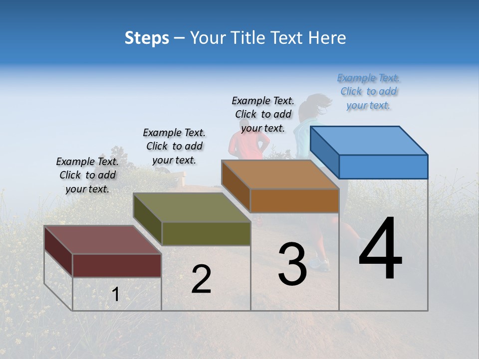 Two People Running On The Top Of A Hill PowerPoint Template