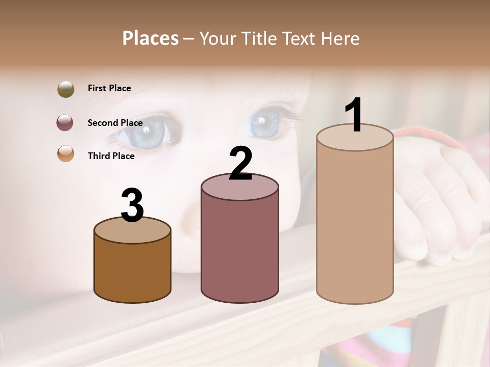 Little Baby Standing In Crib Bitting On Rail PowerPoint Template