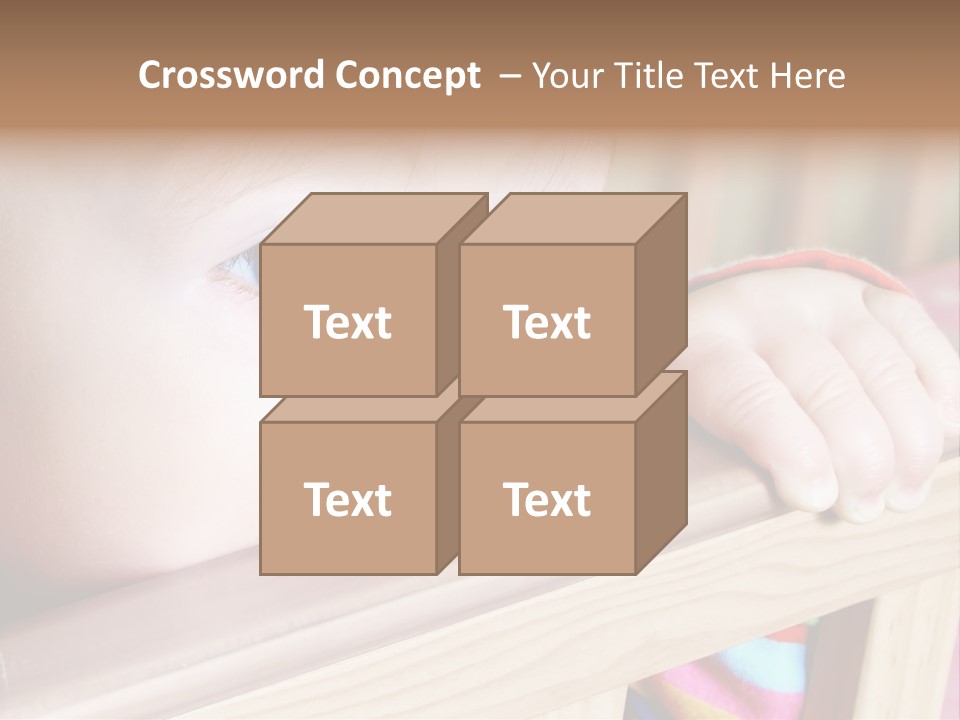 Little Baby Standing In Crib Bitting On Rail PowerPoint Template