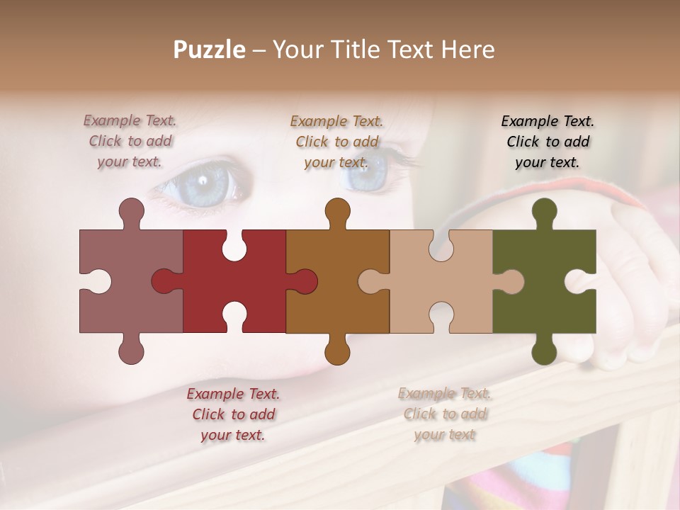 Little Baby Standing In Crib Bitting On Rail PowerPoint Template