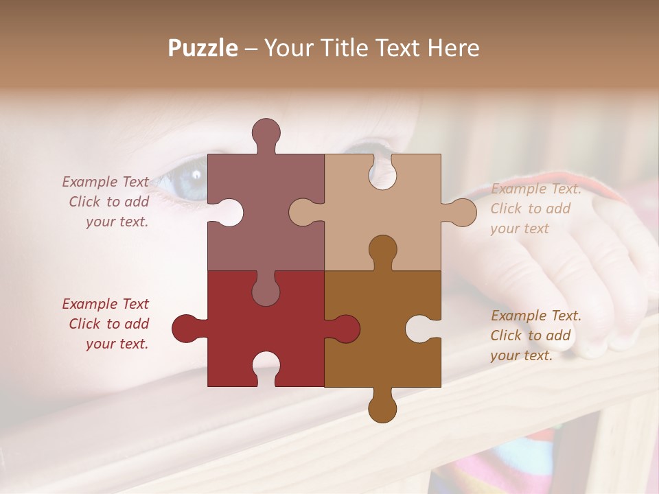 Little Baby Standing In Crib Bitting On Rail PowerPoint Template