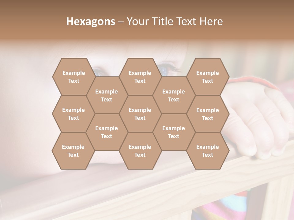 Little Baby Standing In Crib Bitting On Rail PowerPoint Template