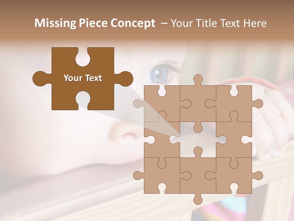 Little Baby Standing In Crib Bitting On Rail PowerPoint Template