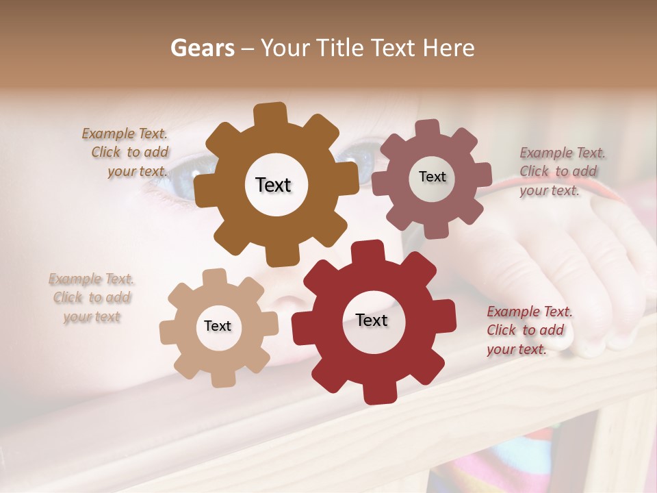 Little Baby Standing In Crib Bitting On Rail PowerPoint Template