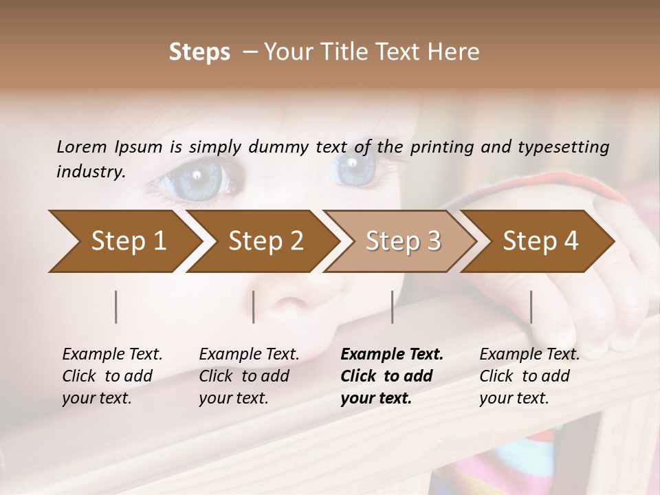 Little Baby Standing In Crib Bitting On Rail PowerPoint Template