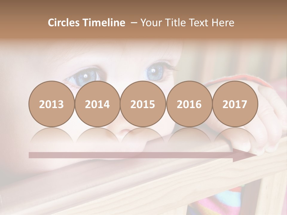 Little Baby Standing In Crib Bitting On Rail PowerPoint Template