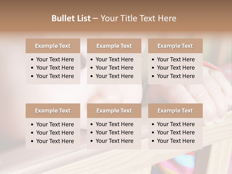 Little Baby Standing In Crib Bitting On Rail PowerPoint Template