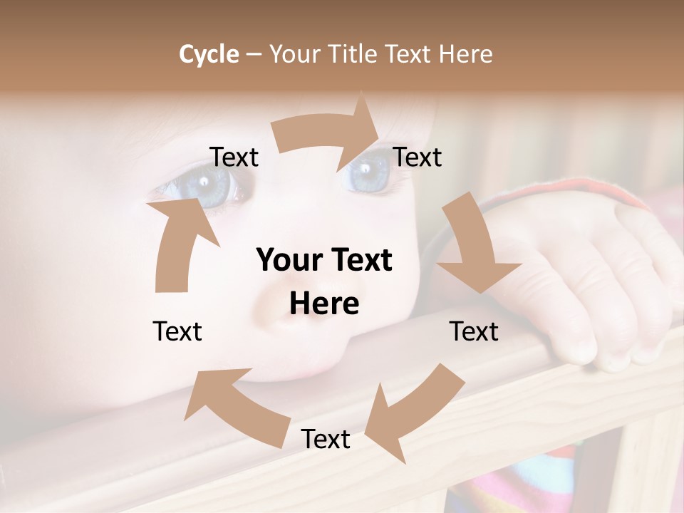 Little Baby Standing In Crib Bitting On Rail PowerPoint Template