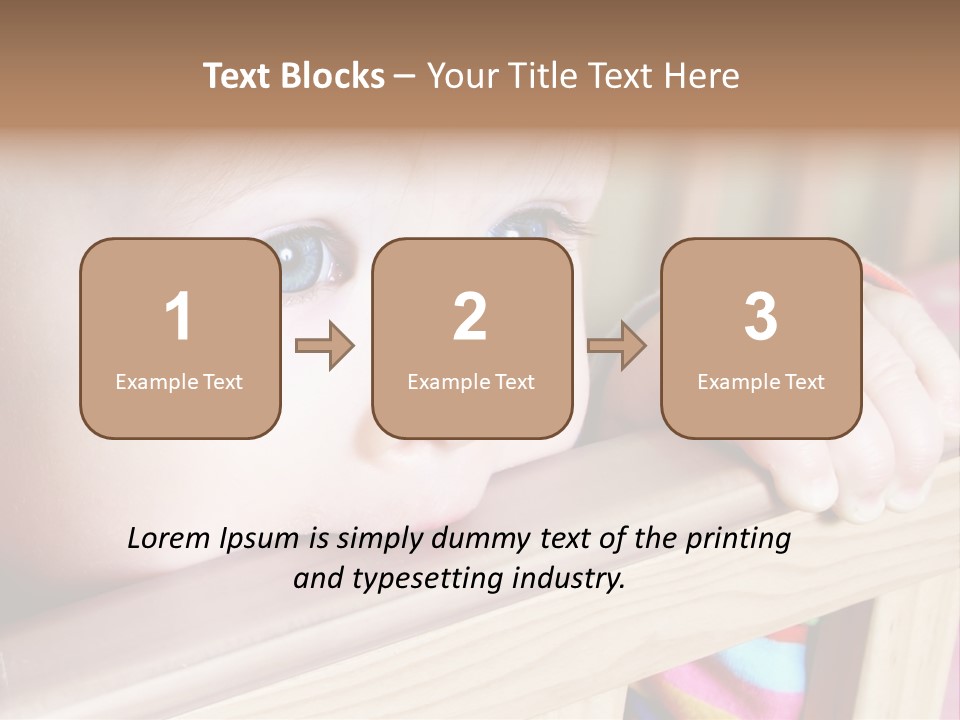 Little Baby Standing In Crib Bitting On Rail PowerPoint Template