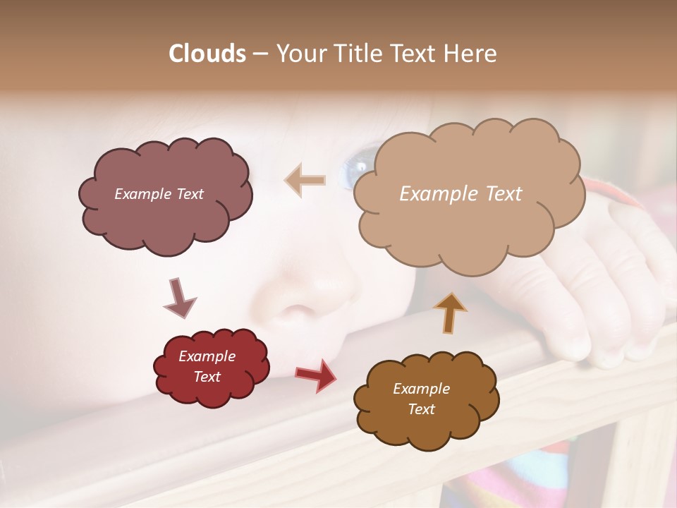 Little Baby Standing In Crib Bitting On Rail PowerPoint Template