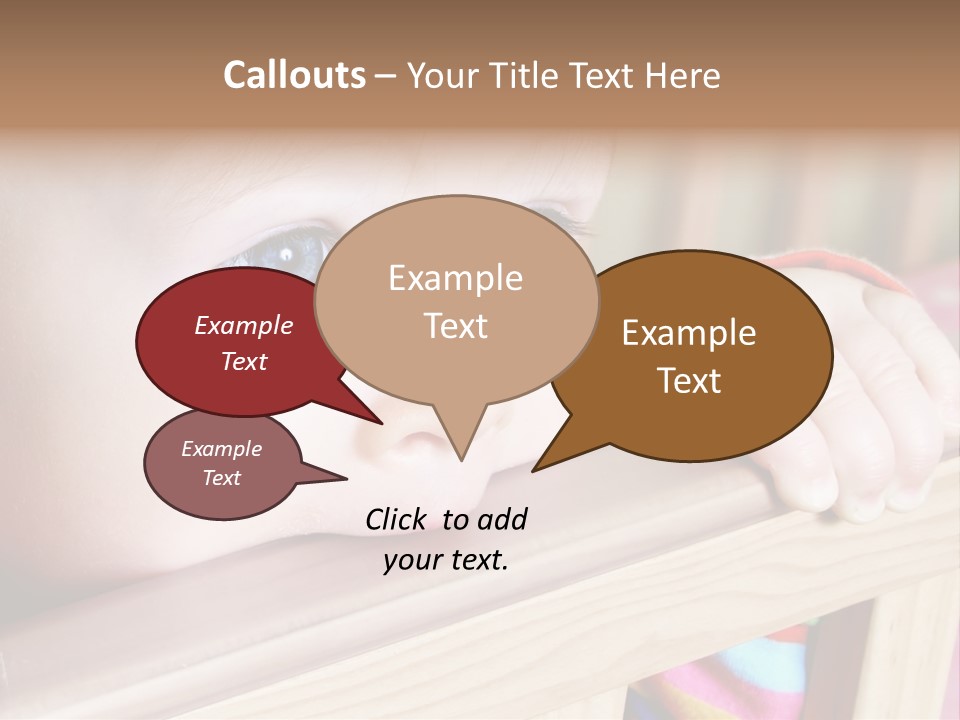 Little Baby Standing In Crib Bitting On Rail PowerPoint Template