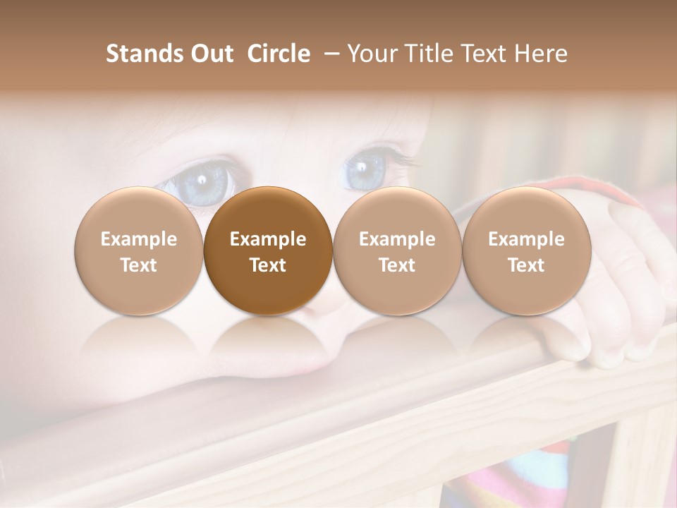Little Baby Standing In Crib Bitting On Rail PowerPoint Template