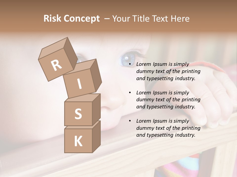 Little Baby Standing In Crib Bitting On Rail PowerPoint Template