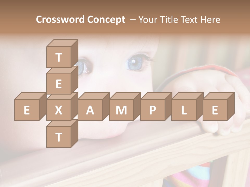 Little Baby Standing In Crib Bitting On Rail PowerPoint Template