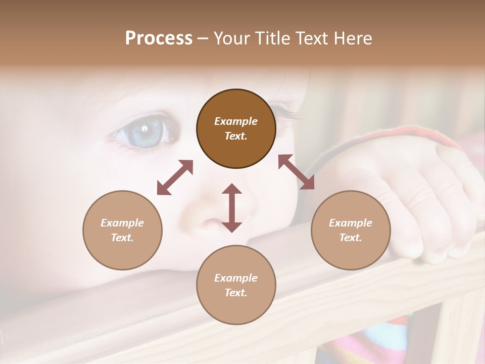 Little Baby Standing In Crib Bitting On Rail PowerPoint Template