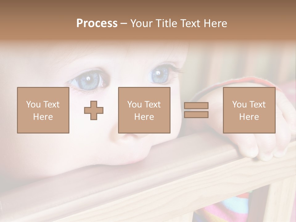 Little Baby Standing In Crib Bitting On Rail PowerPoint Template