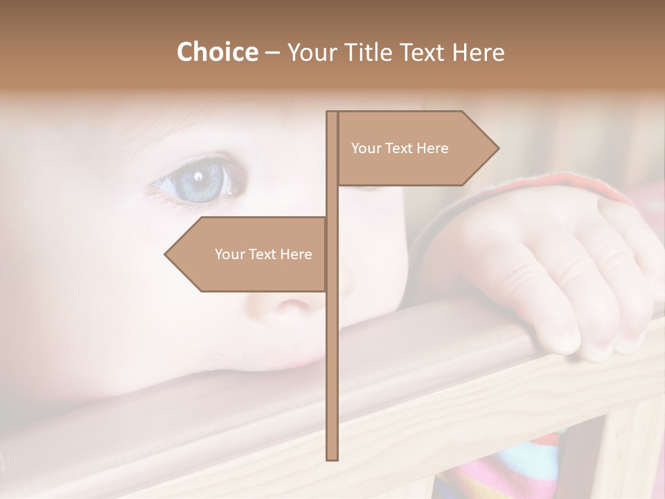 Little Baby Standing In Crib Bitting On Rail PowerPoint Template