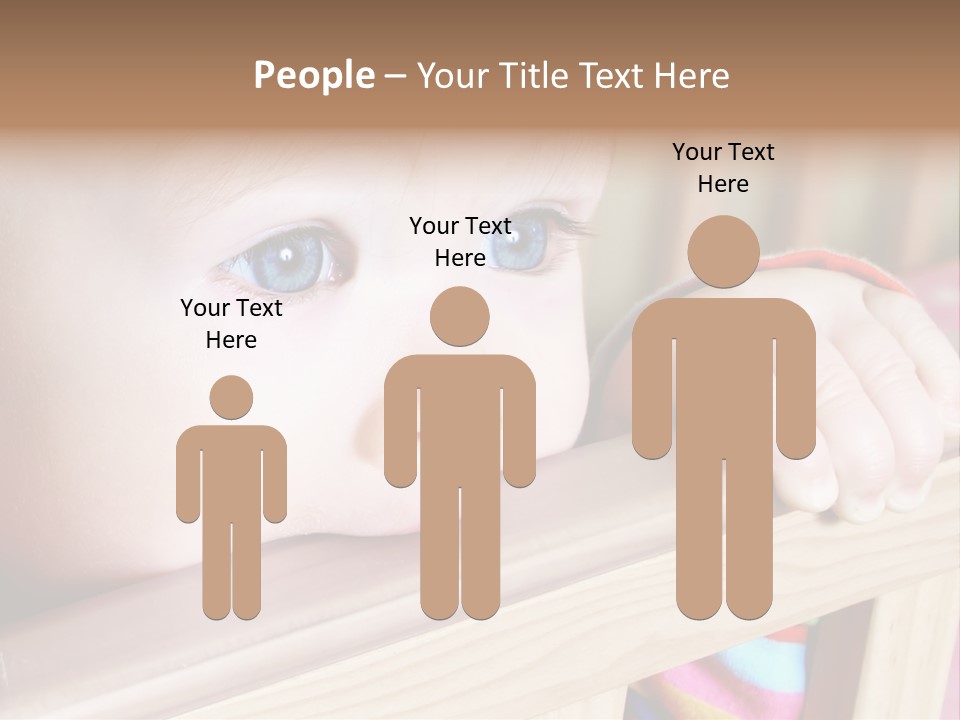 Little Baby Standing In Crib Bitting On Rail PowerPoint Template