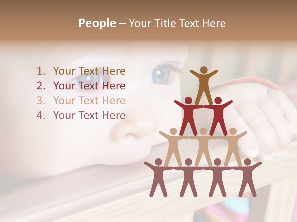 Little Baby Standing In Crib Bitting On Rail PowerPoint Template