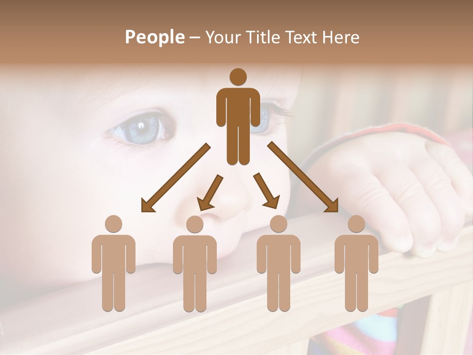 Little Baby Standing In Crib Bitting On Rail PowerPoint Template