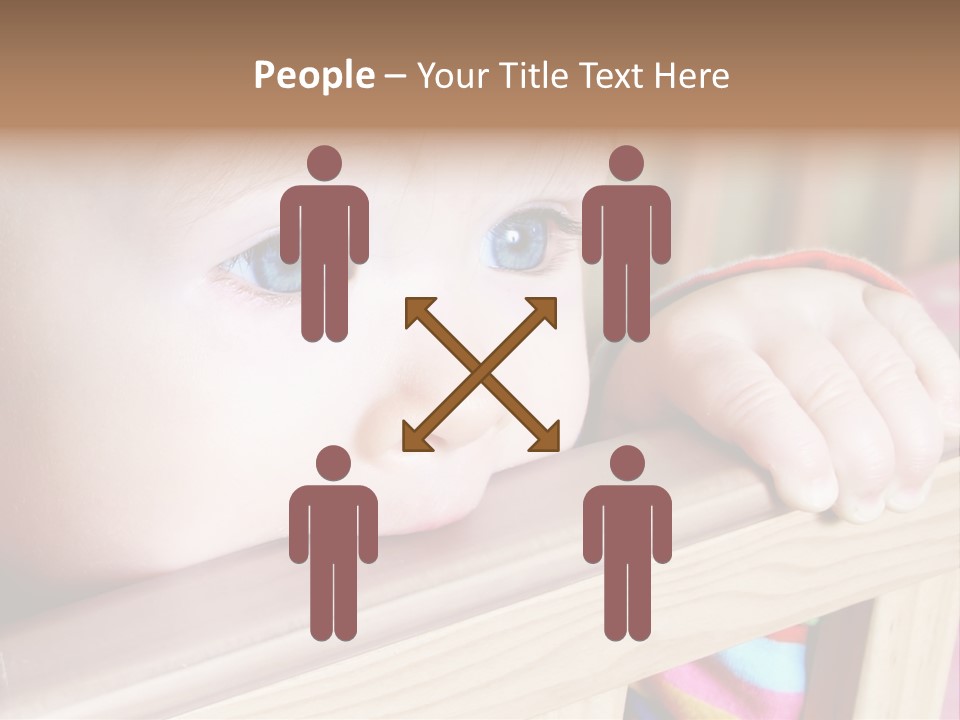 Little Baby Standing In Crib Bitting On Rail PowerPoint Template