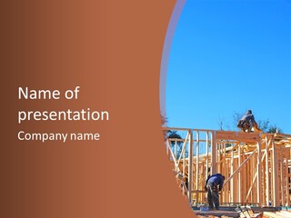 Workers On New Home Construction PowerPoint Template