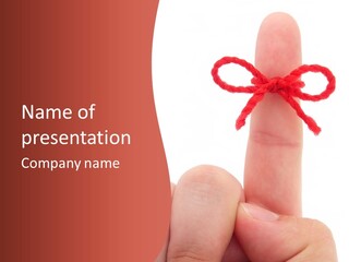 A Person Holding A Finger With A Red Bow On It PowerPoint Template