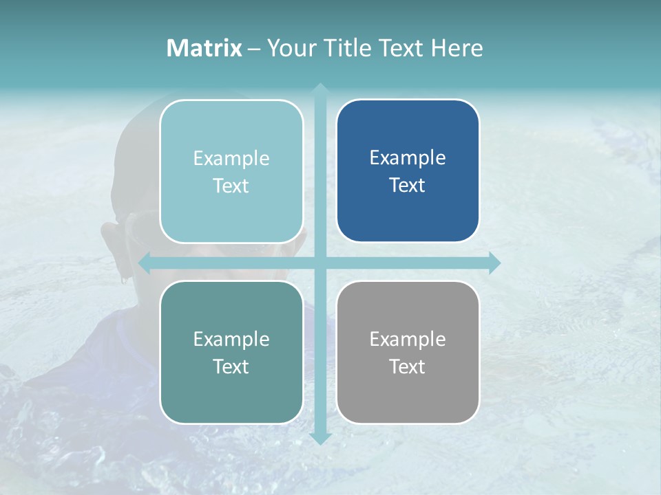 Cute Boy Swimming In Pool Wearing Blue Shirt And Goggles PowerPoint Template