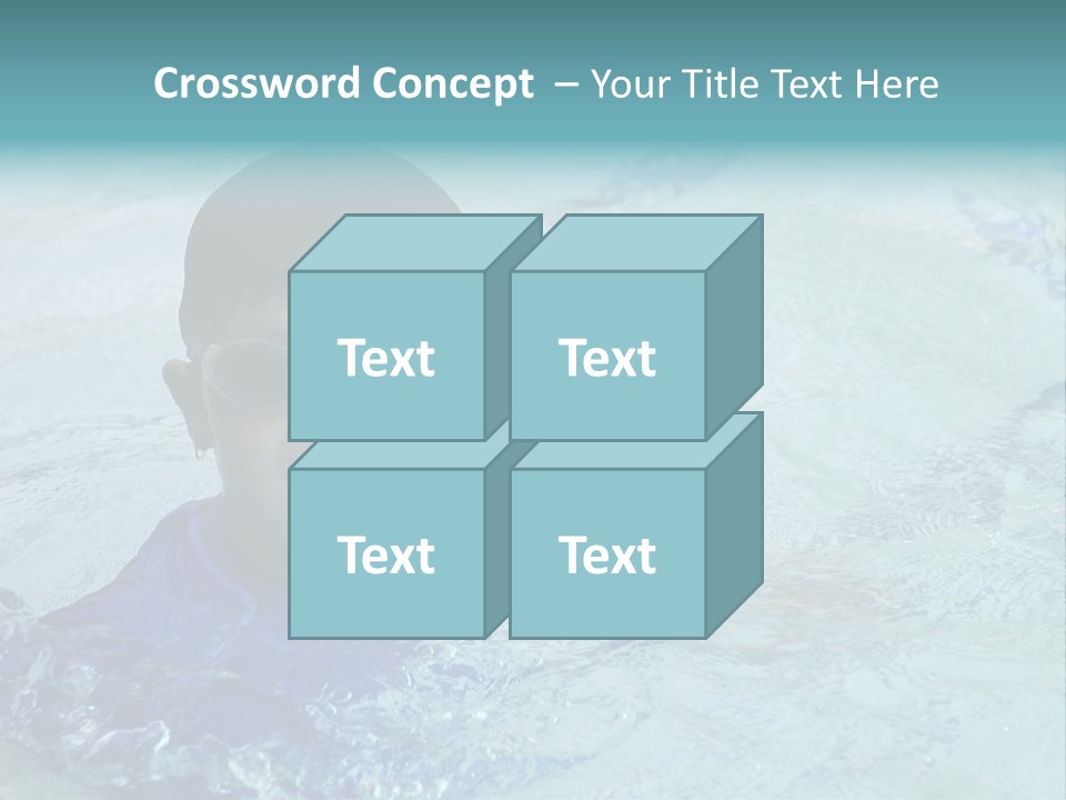 Cute Boy Swimming In Pool Wearing Blue Shirt And Goggles PowerPoint Template