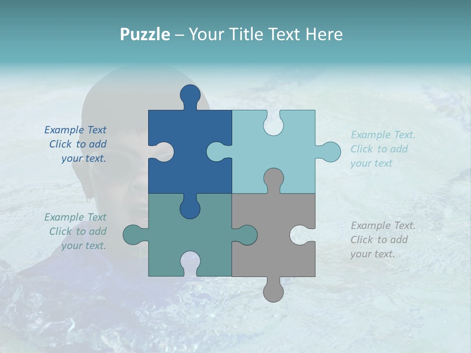 Cute Boy Swimming In Pool Wearing Blue Shirt And Goggles PowerPoint Template