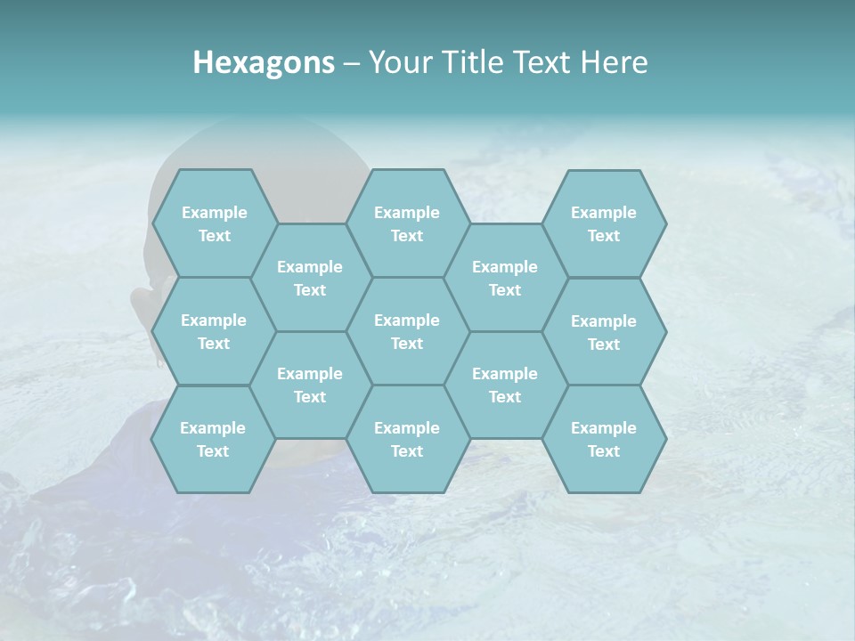 Cute Boy Swimming In Pool Wearing Blue Shirt And Goggles PowerPoint Template